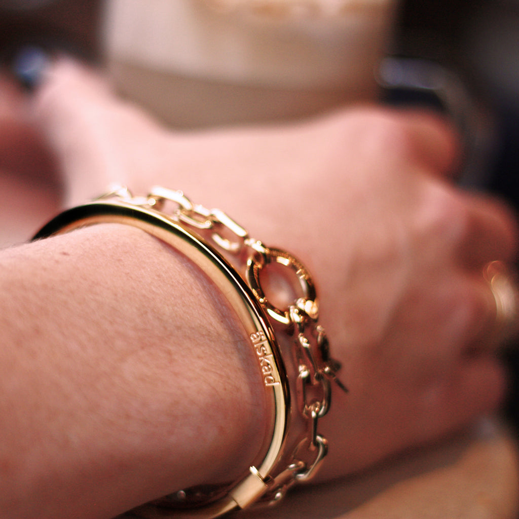 Armband ankarkedja med ringlås för berlocker, Stål / Guld / Rosé