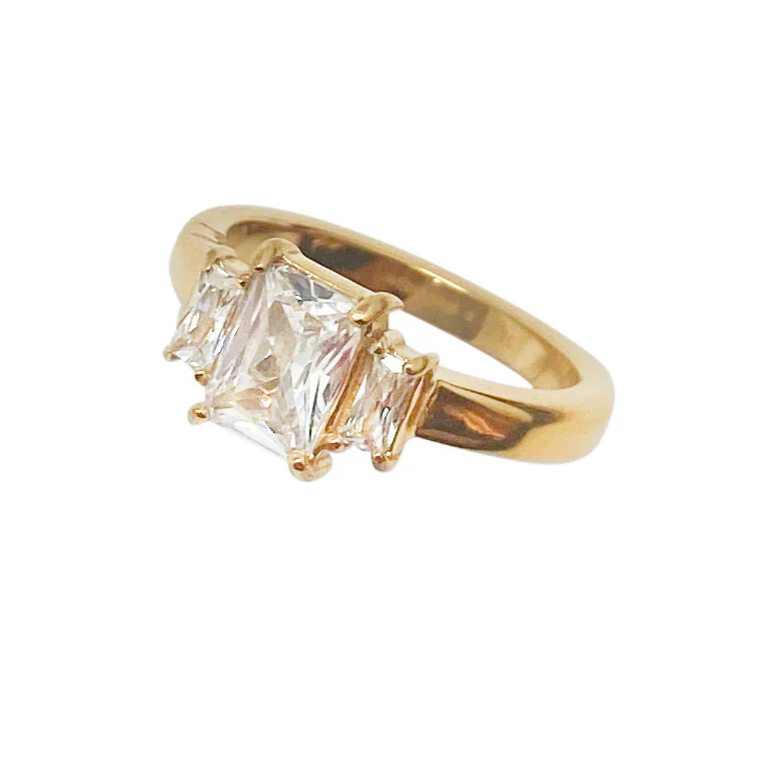 Trippelring med baguettslipade zirconia