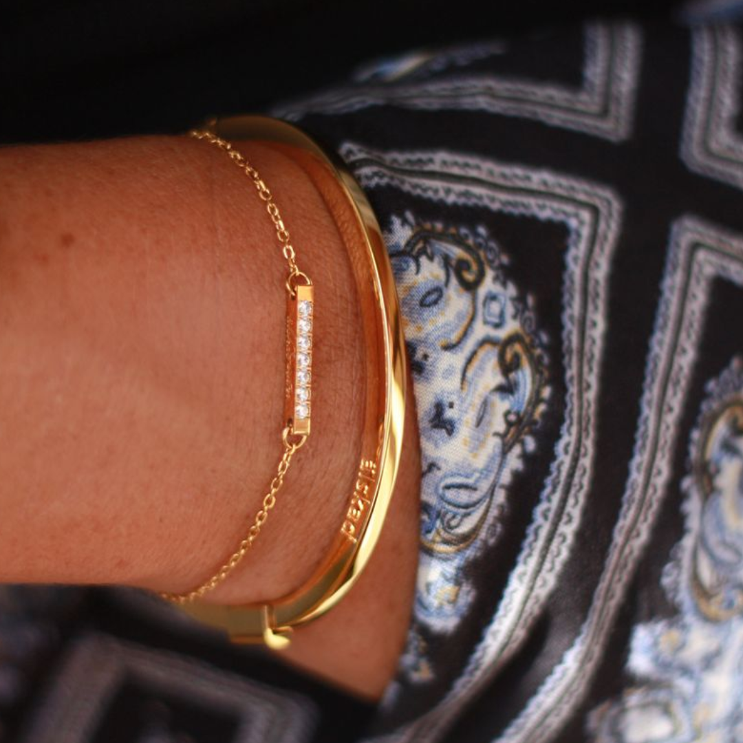 Stelt armband gravyr, Stål / Guld / Rosé