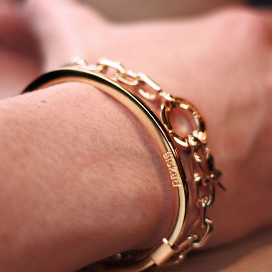 Stelt armband gravyr, Stål / Guld / Rosé