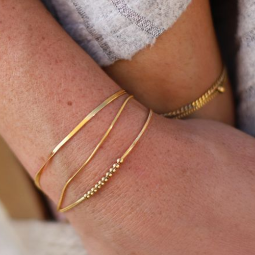 Armband mini bollar, stål / guld