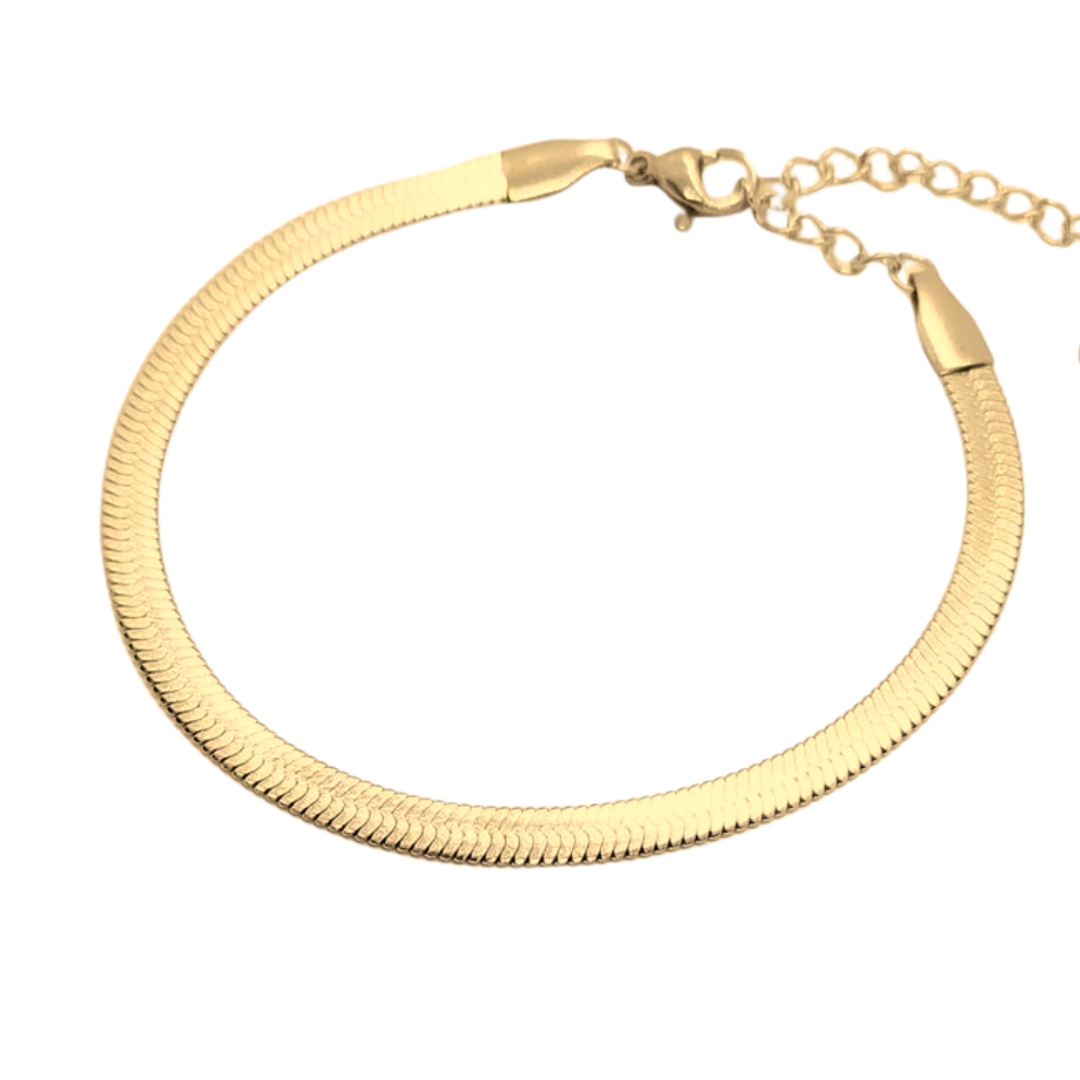 Fotlänk Herringbone, Stål / Guld
