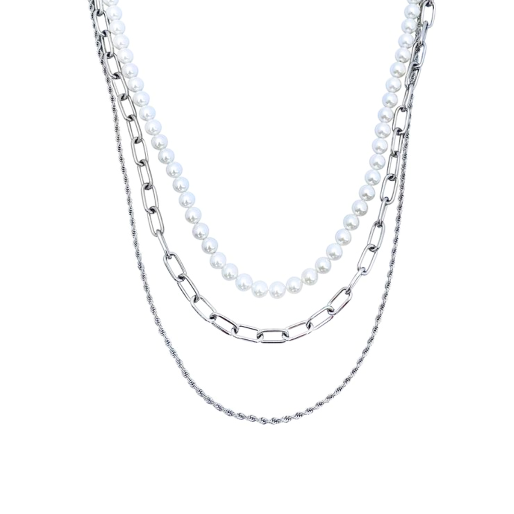3 i 1 - Pärlhalsband trippelkedja - 3 st halsband