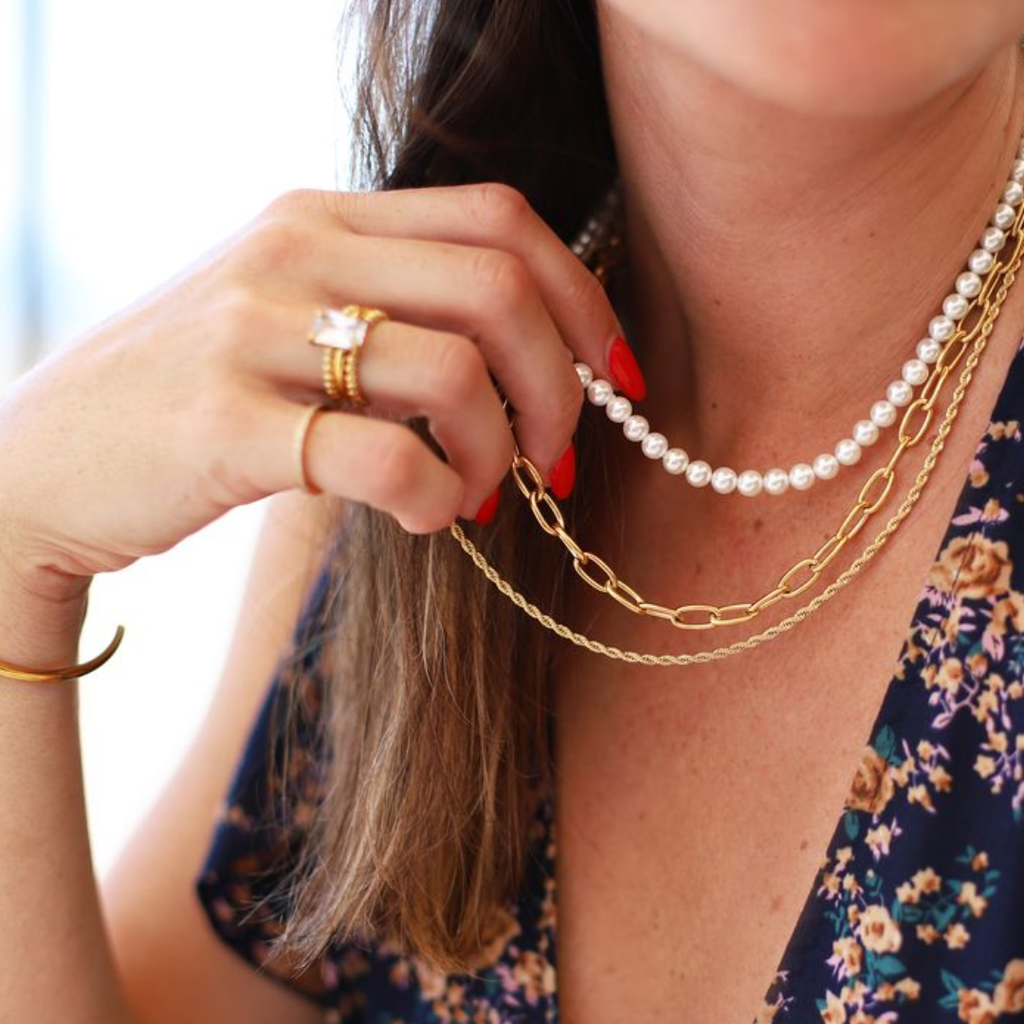 3 i 1 - Pärlhalsband trippelkedja - 3 st halsband