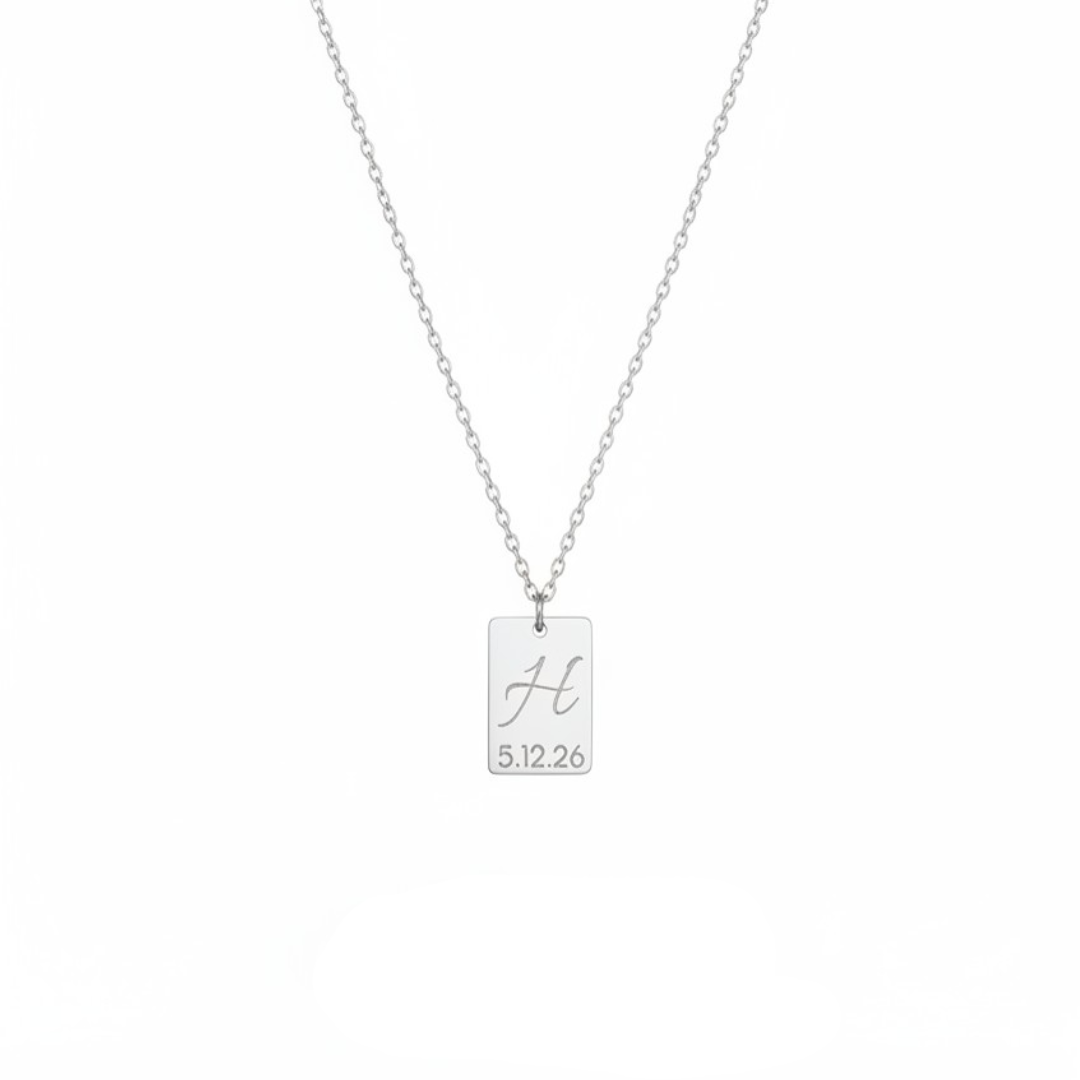 Mini halsband med EGEN personlig gravyr, Stål / Guld