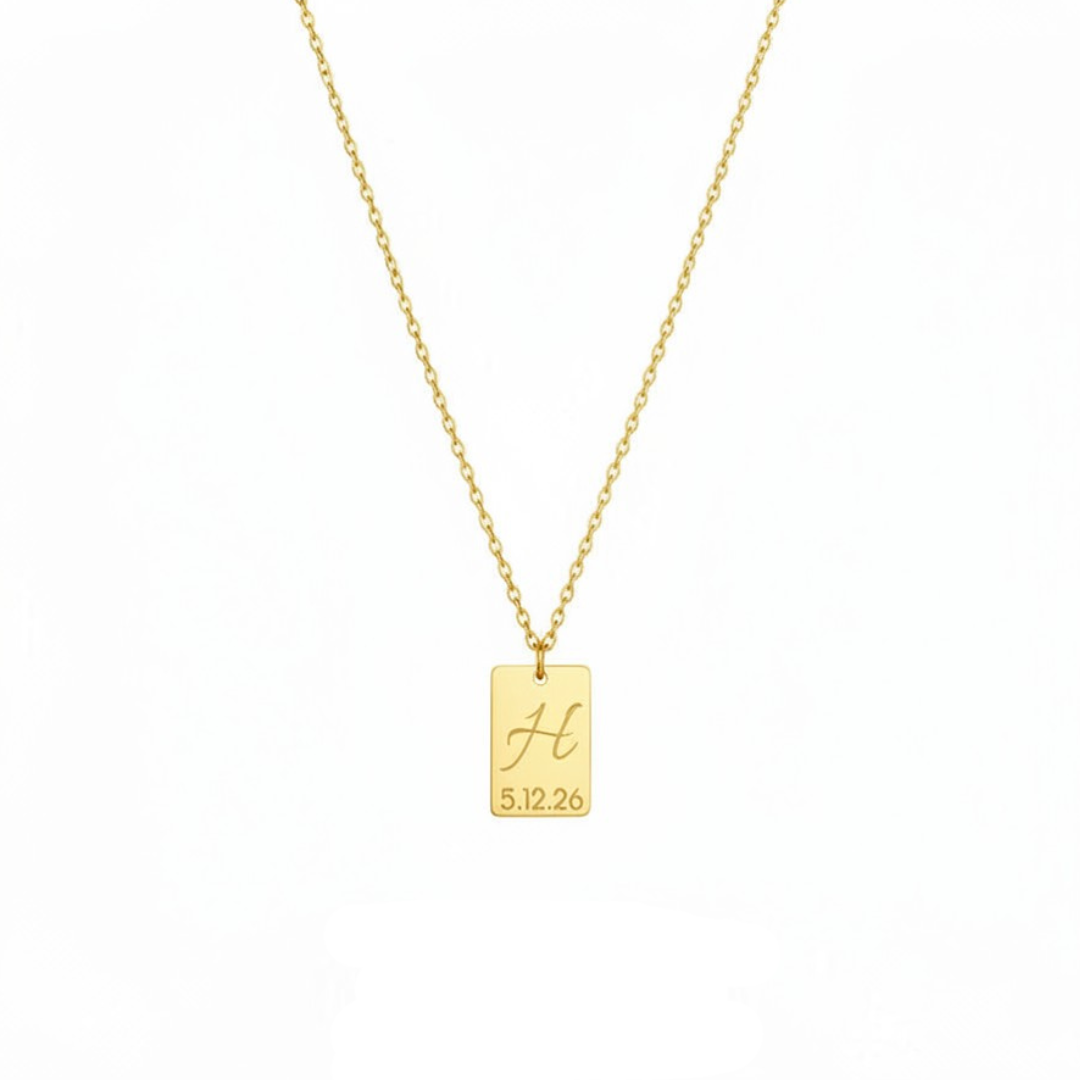 Mini halsband med EGEN personlig gravyr, Stål / Guld