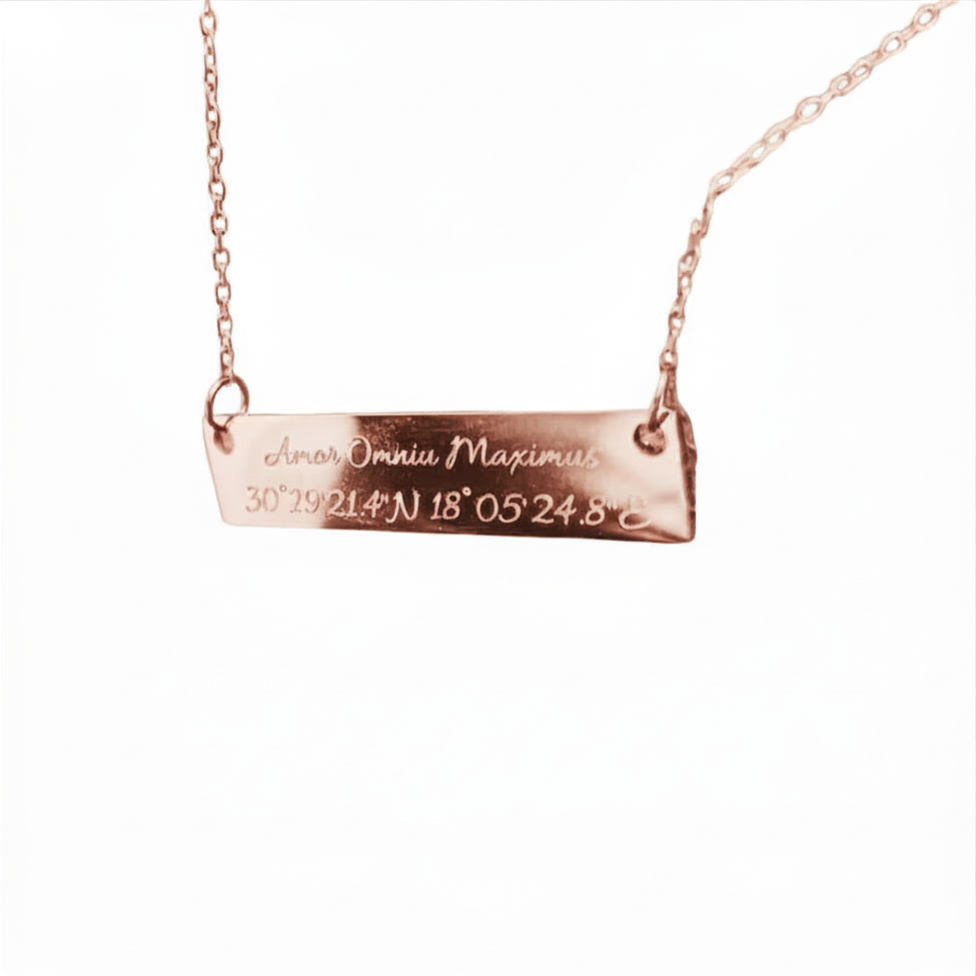 Halsband, EGEN gravyr - namn, koordinater, citat...