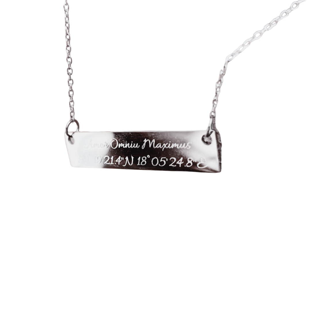 Halsband, EGEN gravyr - namn, koordinater, citat...