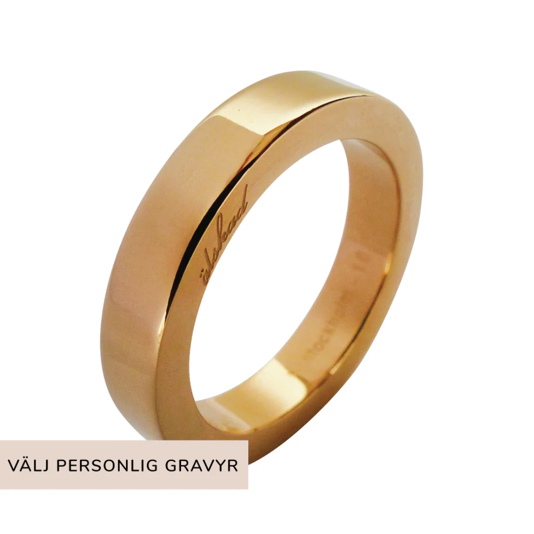 4mm Slät ring, stål/guld/rosé - INKL. GRAVYR
