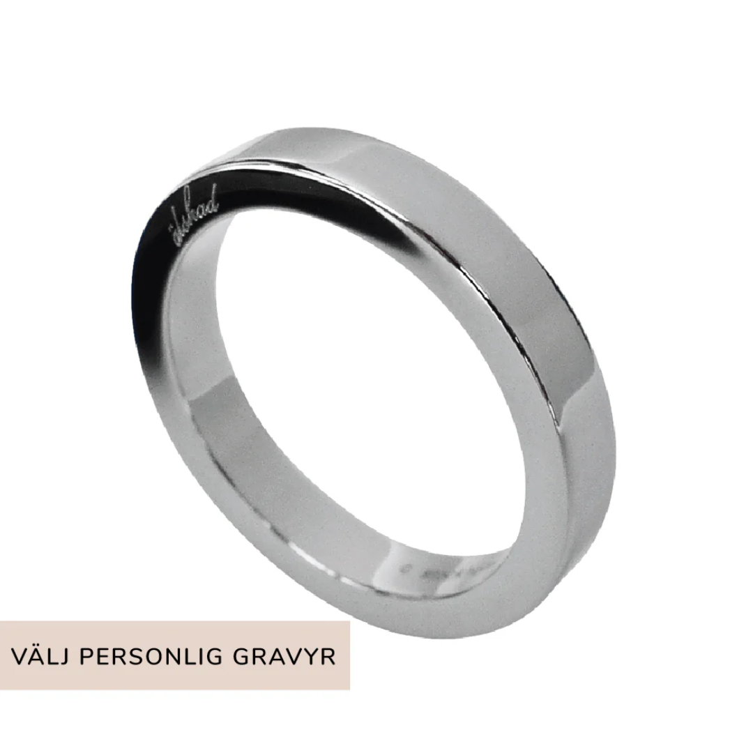 4mm Slät ring, stål/guld/rosé - INKL. GRAVYR