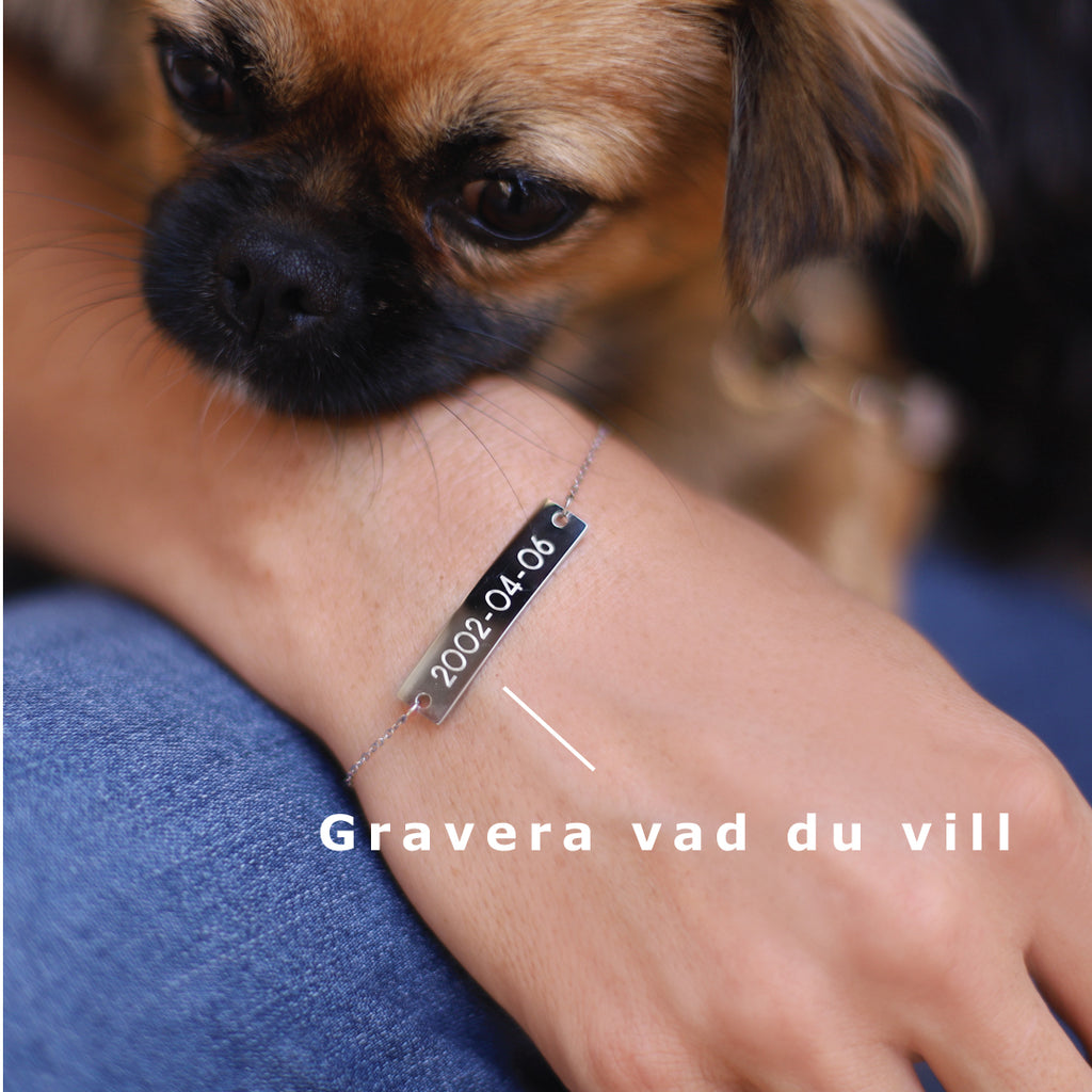 Snyggt och stilrent armband med egen gravyr - Namn, datum, citat, koordinater eller födelsetavla