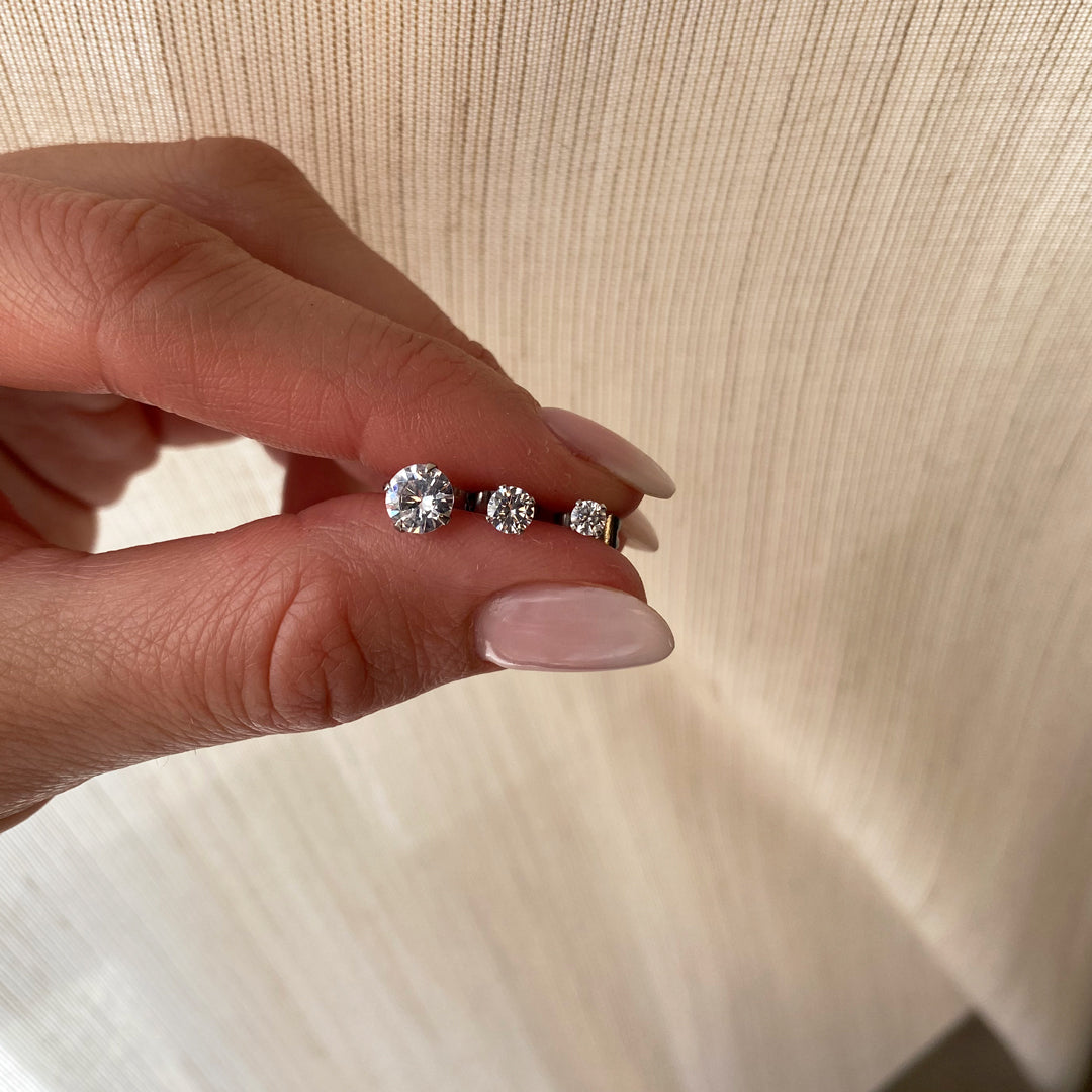 Strassörhängen studs, 3-par i olika storlekar
