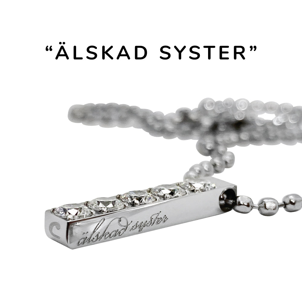 Underbart & personligt stålhalsband med gnistrande briljantslipade stenar - Till den du älskar