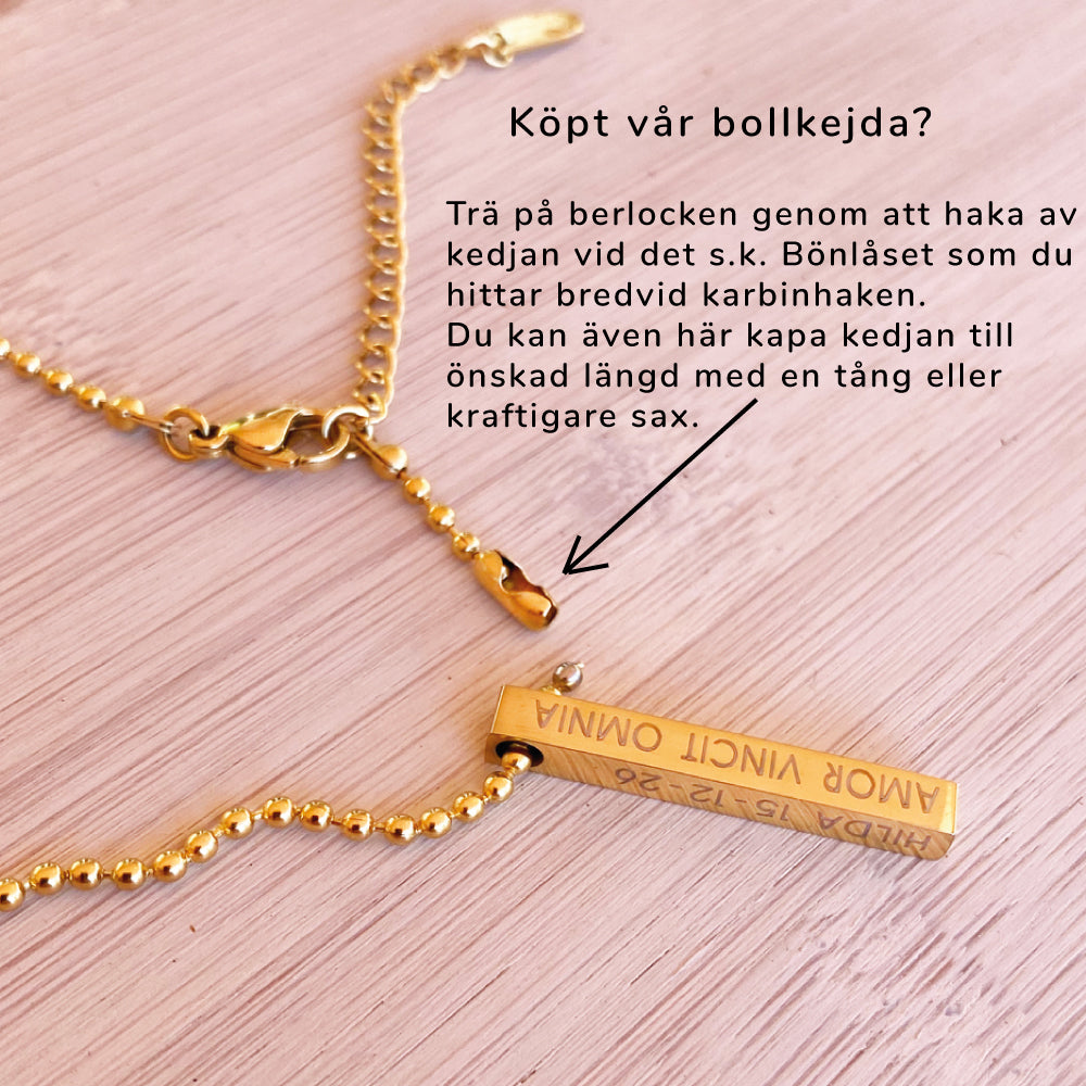 Halsband "Stav" med GRAVYR på 4 sidor, Inkl kedja
