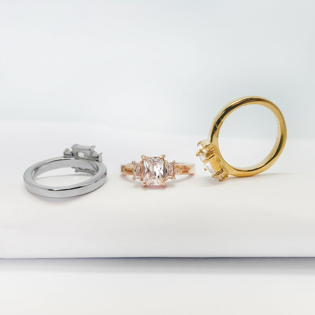 Trippelring med baguettslipade zirconia