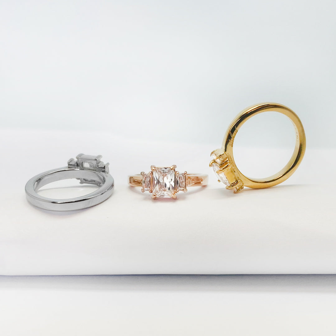 Trippelring med baguettslipade zirconia