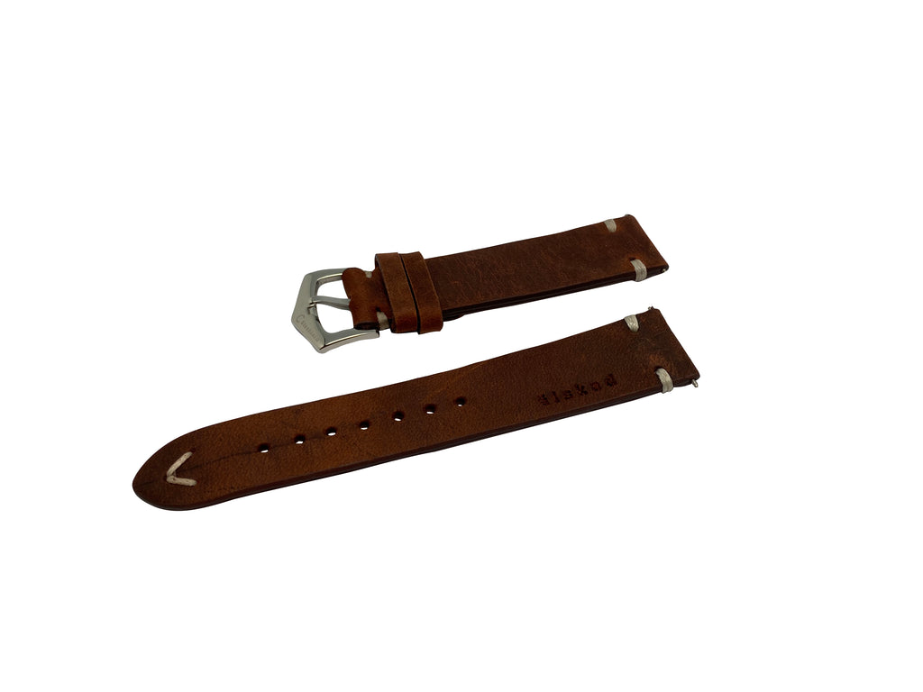 ​Mycket välgjort och stilrent klockarmband i gediget, högkvalitativt brunt skinn från Argentina.