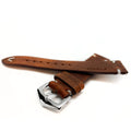 ​Mycket välgjort och stilrent klockarmband i gediget, högkvalitativt brunt skinn från Argentina.