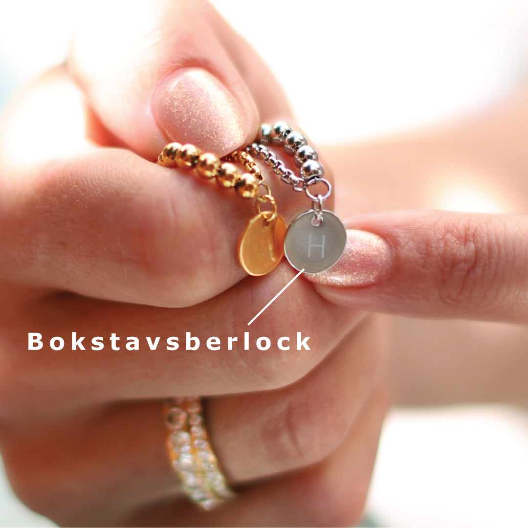 Bokstavsarmband, stål / guld