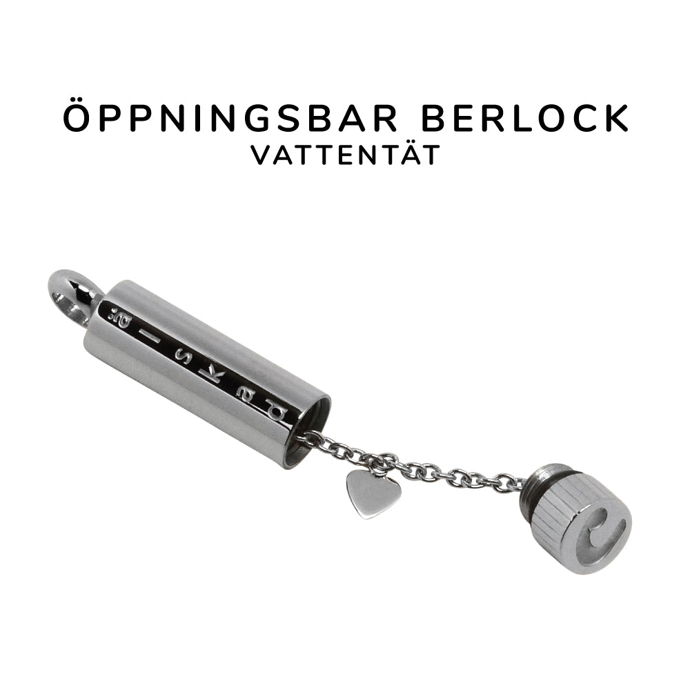 Behåll din hemlighet i årets coolaste berlock i rostfritt stål. Vattentät berlock i unisex design. Perfekta smycket till honom och henne.