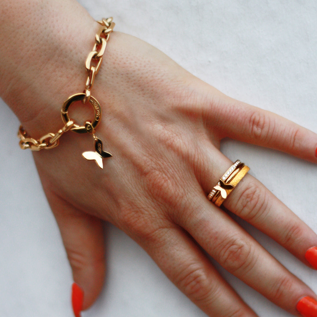 Armband ankarkedja med ringlås för berlocker, Stål / Guld / Rosé