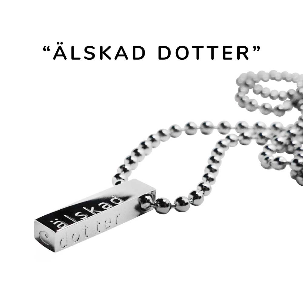 Underbart och personligt halsband i stål, valfri längd. Den perfekta gåvan till någon du älskar - vuxen som barn.