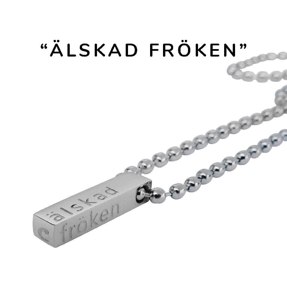 Underbart och personligt halsband i stål, valfri längd. Den perfekta gåvan till någon du älskar - vuxen som barn.