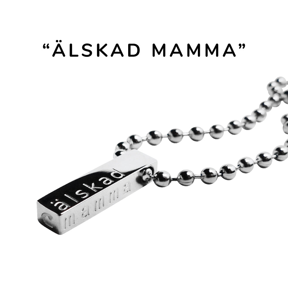 Underbart och personligt halsband i stål, valfri längd. Den perfekta gåvan till någon du älskar - vuxen som barn.