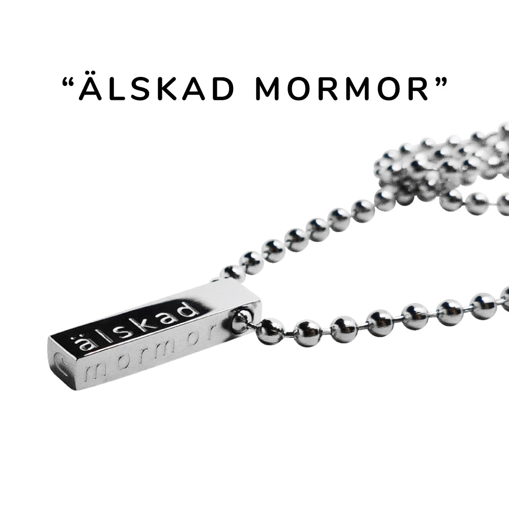 Underbart och personligt halsband i stål, valfri längd. Den perfekta gåvan till någon du älskar - vuxen som barn.