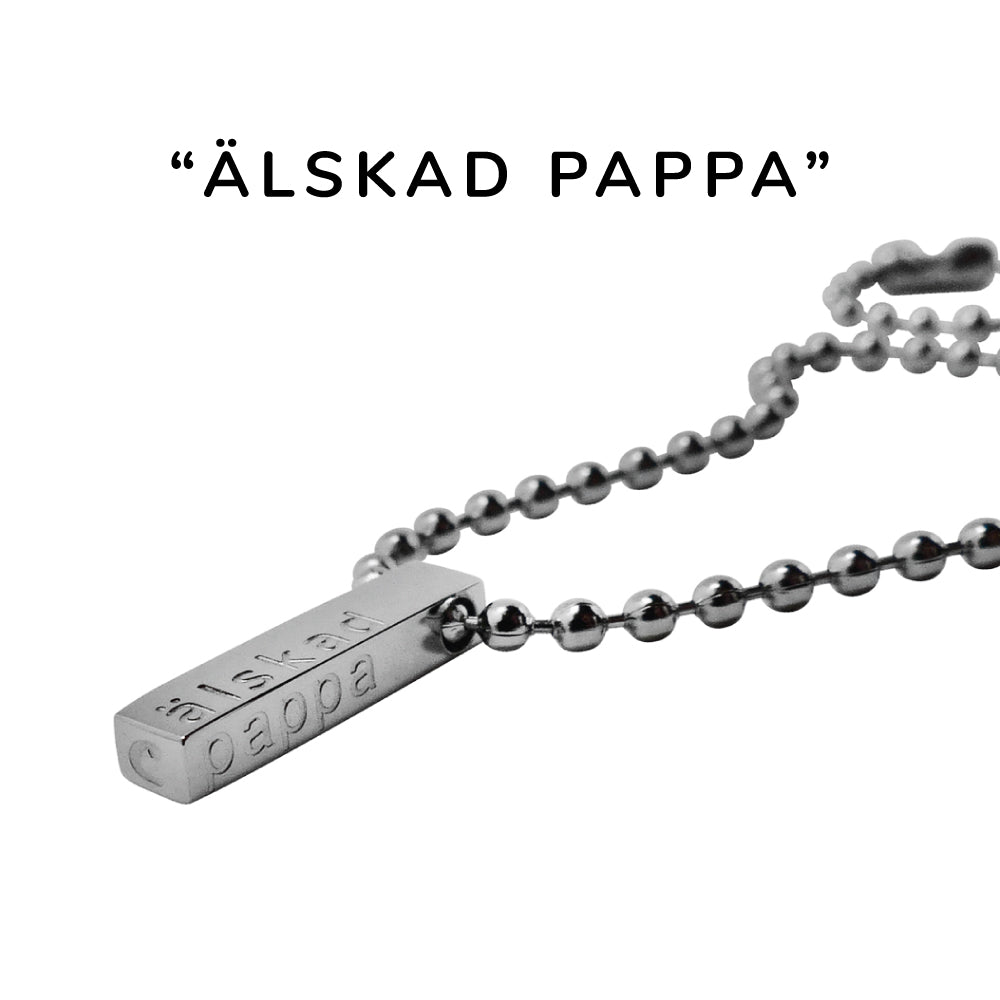 Underbart och personligt halsband i stål, valfri längd. Den perfekta gåvan till någon du älskar - vuxen som barn.