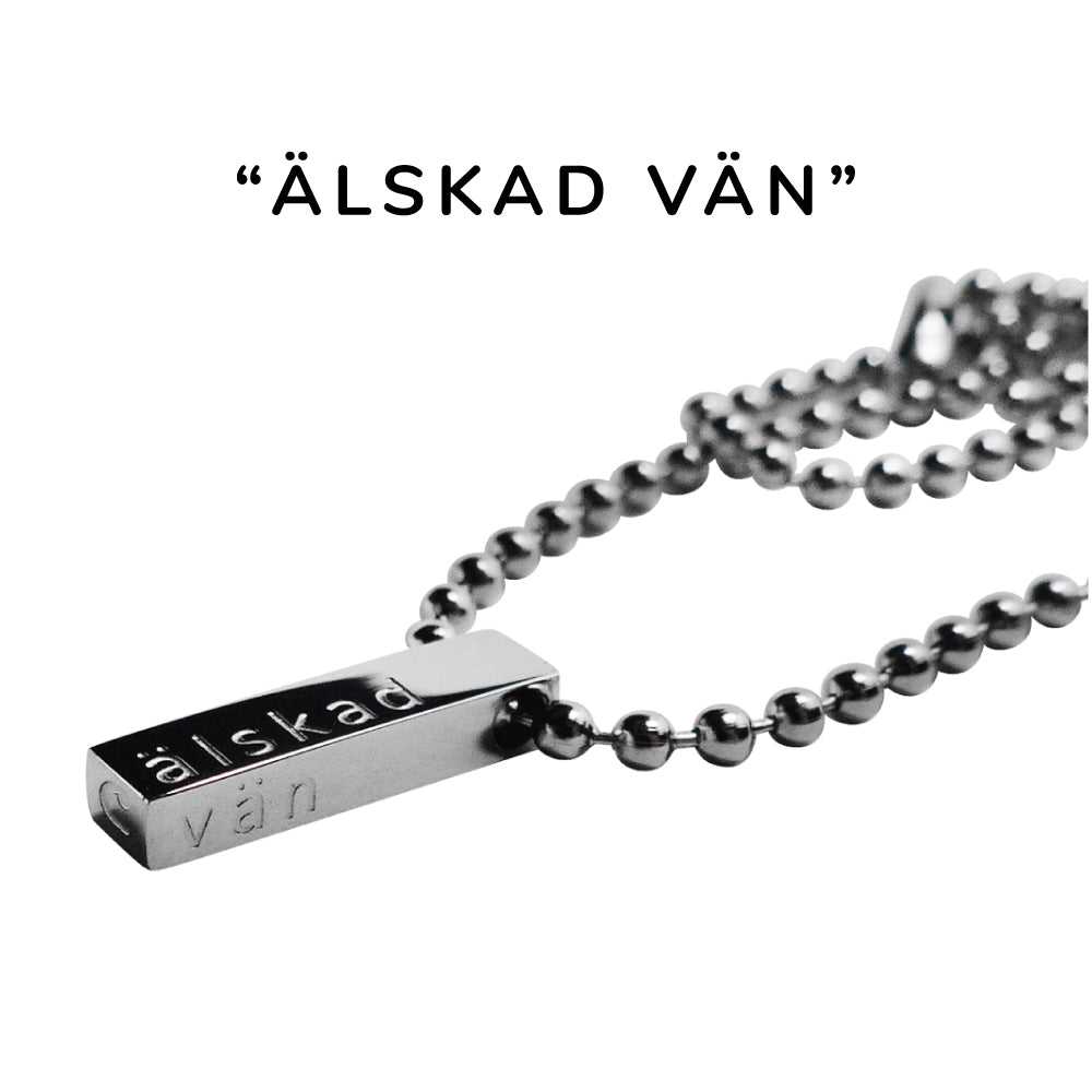 Underbart och personligt halsband i stål, valfri längd. Den perfekta gåvan till någon du älskar - vuxen som barn.