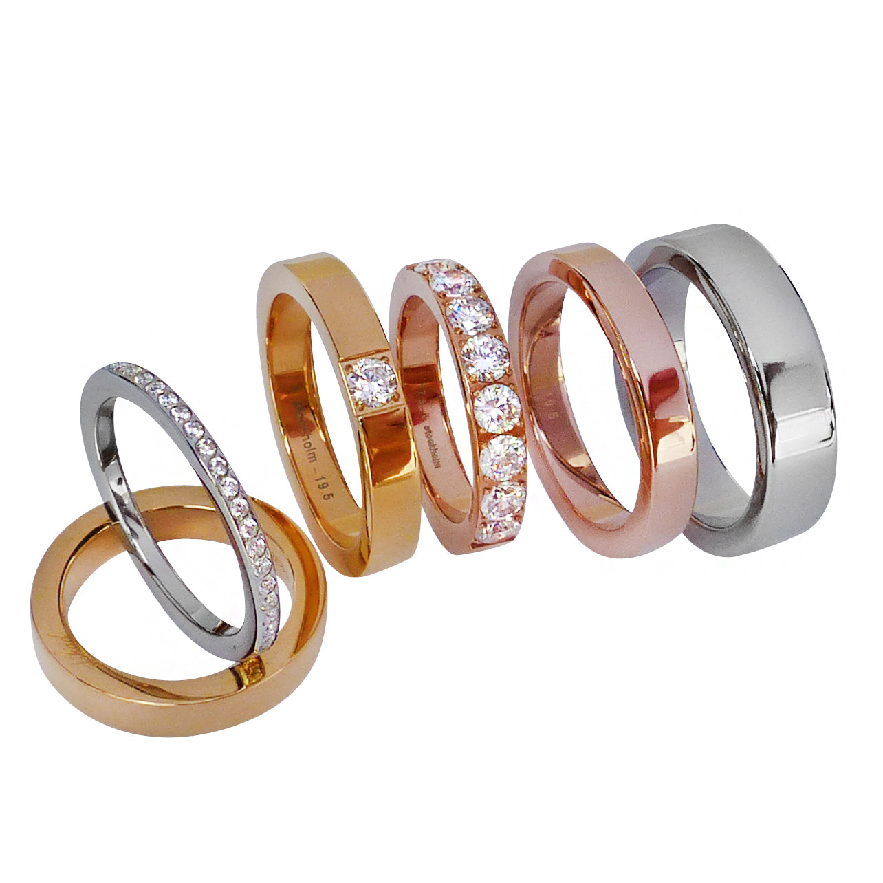Slät ring "älskad" med solitär zirconia sten - Gravyr inkluderat