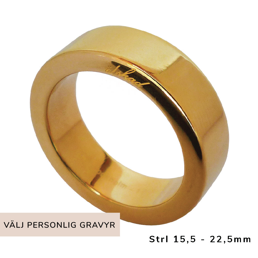 Slät ring med plats för egen gravyr - passar både herr och dam - Gravyr på insidan eller utsidan ingår i priset om du vill!