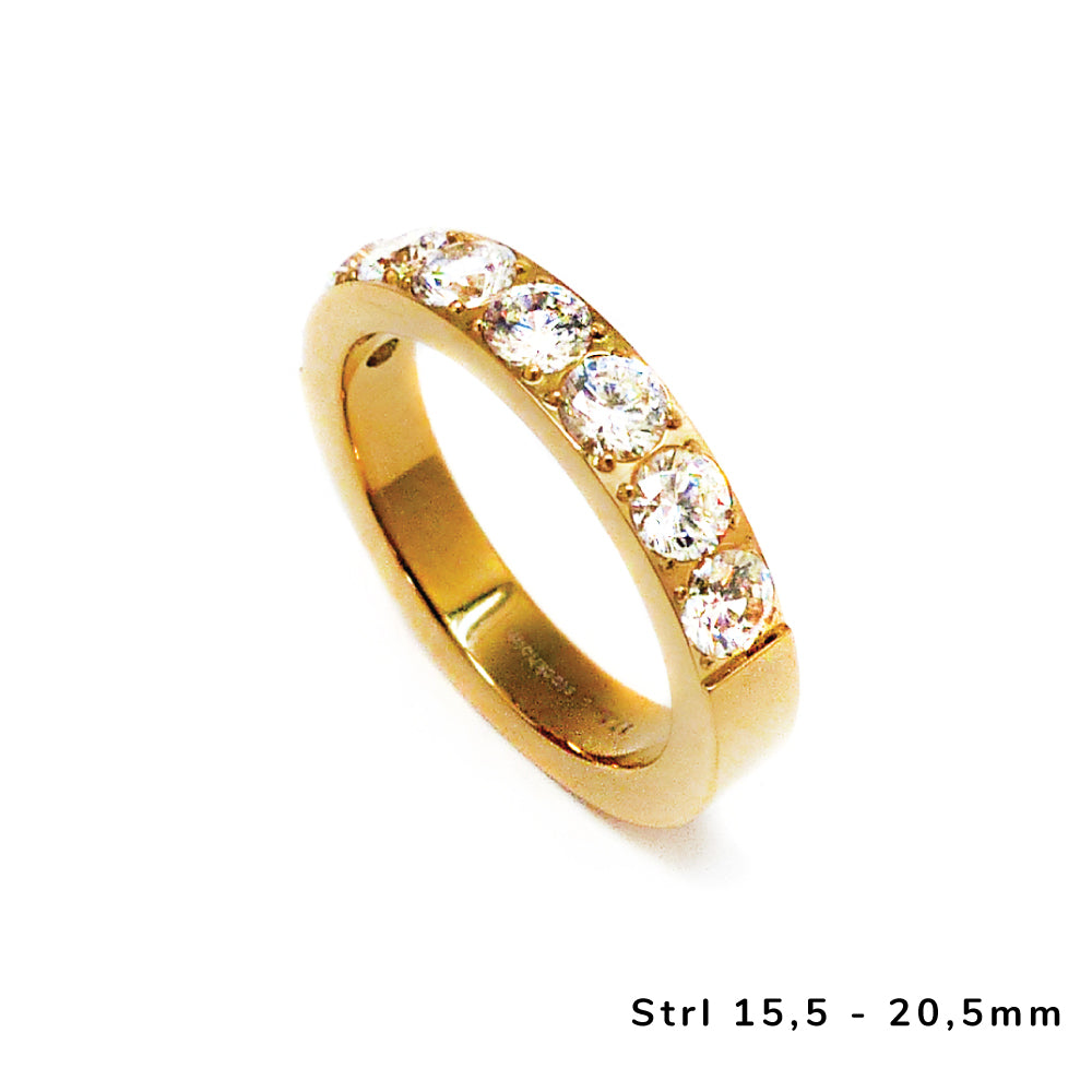 Magisk semi alliansring i stål med klara stenar med fantastisk klarhet. Ringen har 8 briljantslipade Cubic Zirconia stenar med felfri slipning.